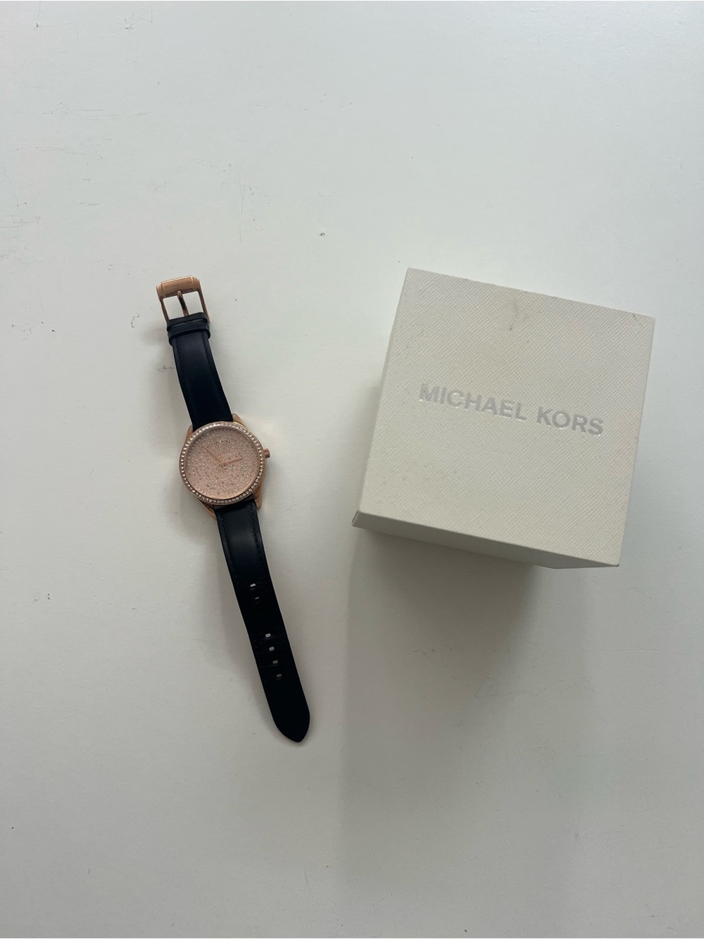 Michael Kors Black Leather Strap Watch